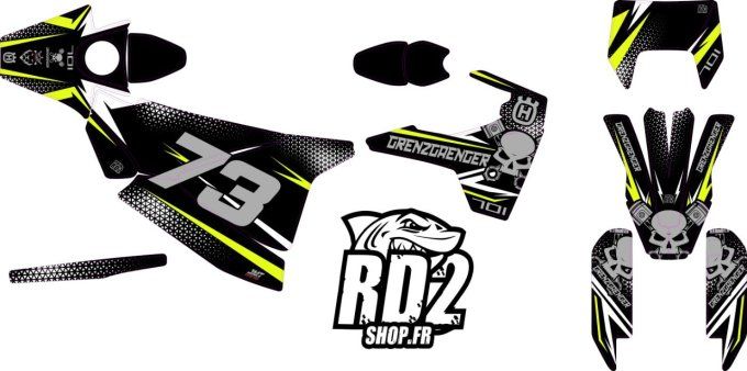 701 HVA - 701 - stickers - kit deco -autocollants - husqvarna - supermotard - enduro - gris - noir -