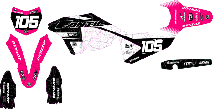 Fantic - 125 XX -250 - kit deco - fantic - graphics - rose - violet - perso - xr - xxf -
