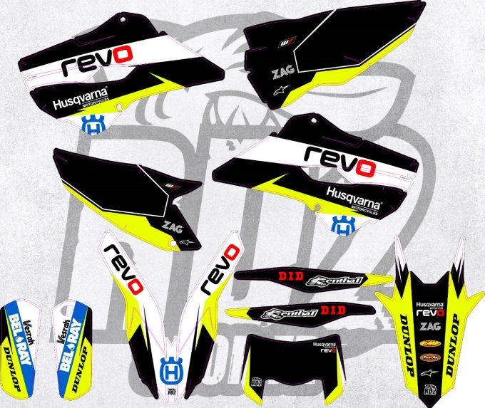 Husqvarna - revo - hitachi - fluo - jaune - kit deco - tc - fc - te - fe -hva -