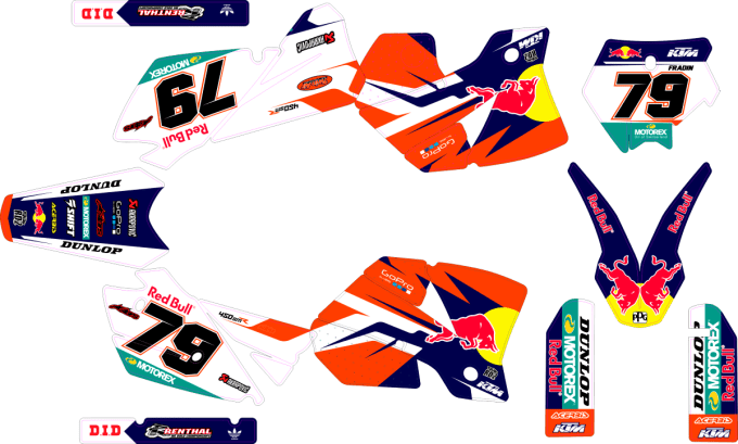 kit deco - factory - redbull - exc - sx - sxf -  ktm - 2003 - 2004 - 2005 - 2006 - 2007 - 2008 - 200