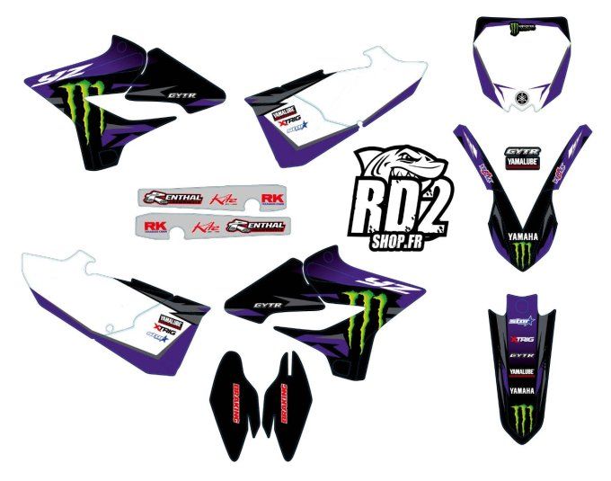 kit deco , graphics , monster , factory , gytr , yz , yz125 , yz250 , yamaha , blanc , 2015 , 2016 ,