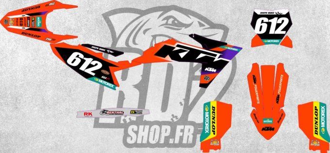 kit deco - ktm - origine -Sx-SxF -2023-2024 - 2025 -Exc - excf - graphics - perso - mx1 - mx2 - viol