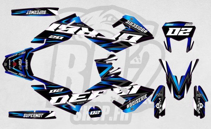 kit deco - stickers - autocollants - Derbi -Xtrem - SM - 50 -2018 - 2019-2020 -2021 - bleu - supermo