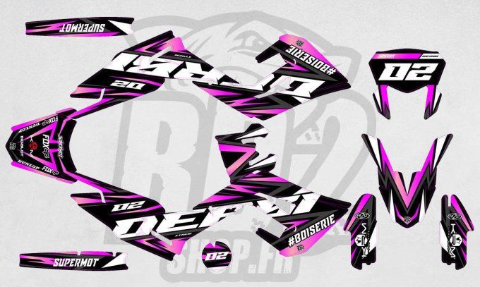 kit deco - stickers - autocollants - Derbi -Xtrem - SM - 50 -2018 - 2019-2020 -2021 - rose - girl -