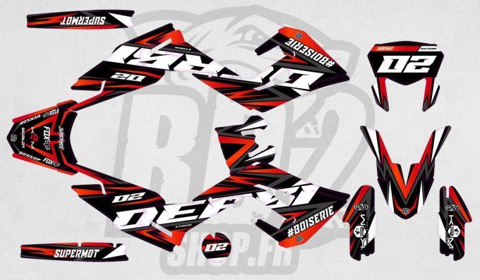 kit deco - stickers - autocollants - Derbi -Xtrem - SM - 50 -2018 - 2019-2020 -2021 - rouge - red -