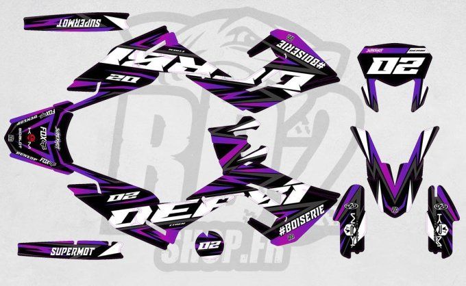 kit deco - stickers - autocollants - Derbi -Xtrem - SM - 50 -2018 - 2019-2020 -2021 - violet -