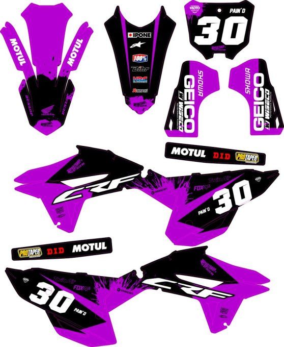 kit deco - violet - crf - 2022 - 2023 - 2024 - 250 - 450 - graphics -