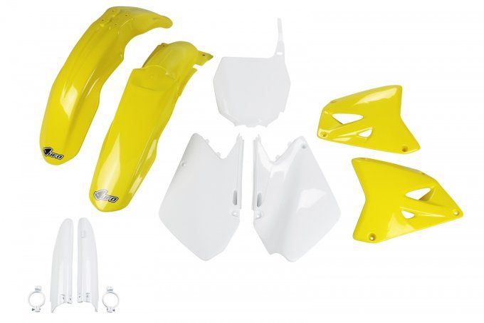kit - plastiques - rm - suzuki- 125 - 250 - jaune - blanc - rm125 - rm250 -