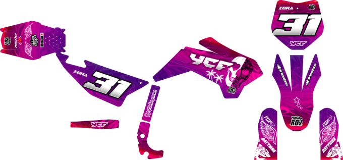 YCF - pilot -125 - 150  - kit deco - pitbike - violet - rose - holographic - holographique -