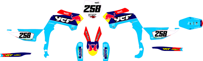 YCF - Pit Bike  - Pilot - Factory - bigy - sp3 - kit deco - redbull - 125 - 150 - 140 - 190 - 212 -