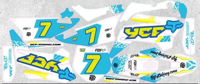 YCF-  Pit Bike  Pilot - Factory - kit deco - graphics - blanc -