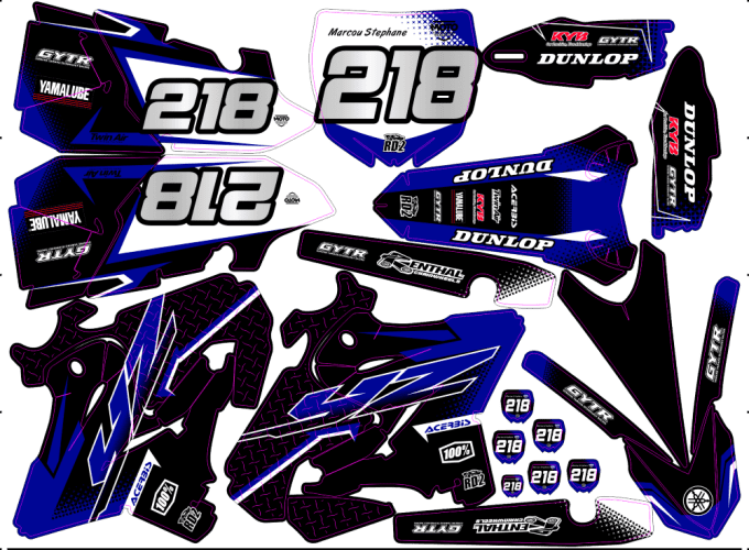 YZ 125-250 2015-2021 - kit deco - graphics - black - noir - bleu - perso - rd2shop -