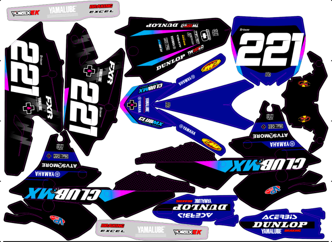 YZF 250 - YZF450 - kit deco club mx - 2014 - 2015 - 2016 - 2017 - 2018 -